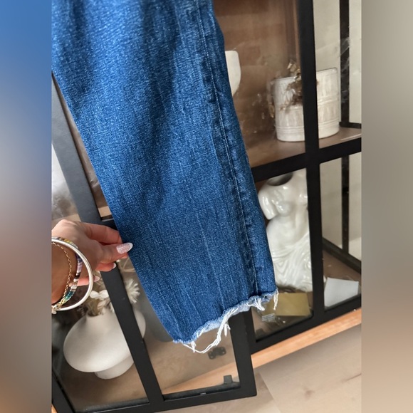 Abercrombie Curve Love Jeans 90s slim straight ultra high rise medium wash raw - Picture 9 of 10